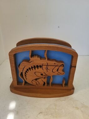 Handmade Largemouth Bass White Oak Napkin Holder Sheila Landry Designs
